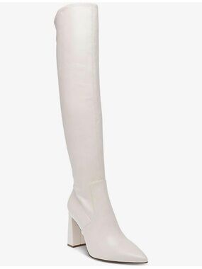 Wild Pair Tall Over-the-Knee Block Heel Boots in Ivory White